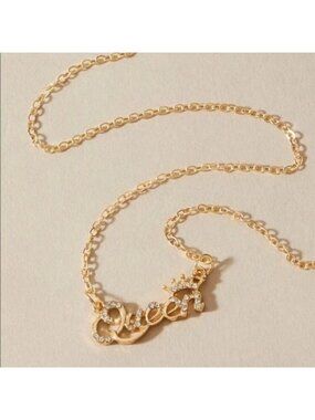 Gold 3/$30 Queen Rhinestone Necklace